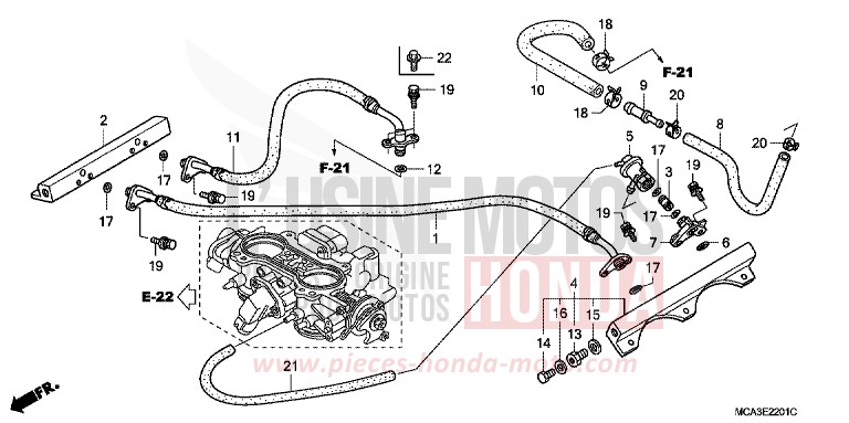 CORPS DE PAPILLON (TUBULURE) de Gold Wing BILLET SILVER METALLIC (NHA27B) de 2005